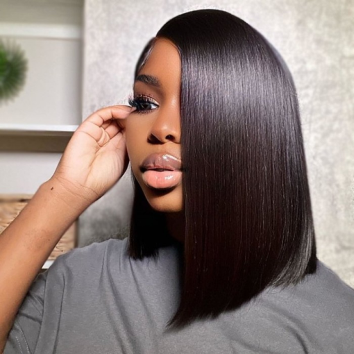 12- Inch Asymmetrical Blunt Cut Bob